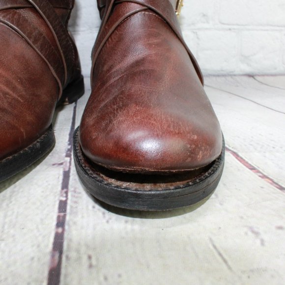 Cole Haan Brown Leather Side Zip Buckled Knee High Boots Size 9.5 B - Picture 10 of 12